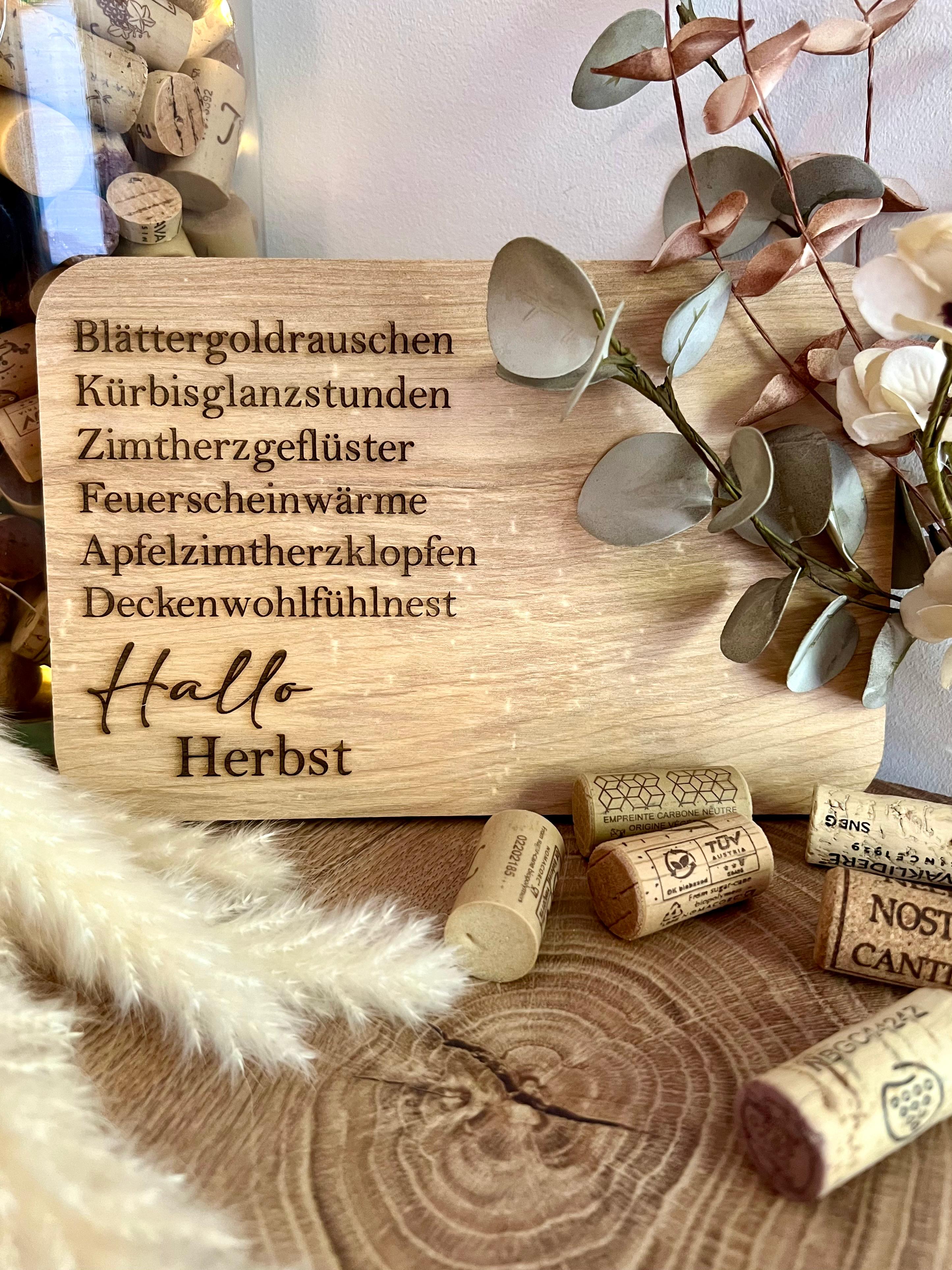Schneidebrett "Hallo Herbst", aus Birkenholz