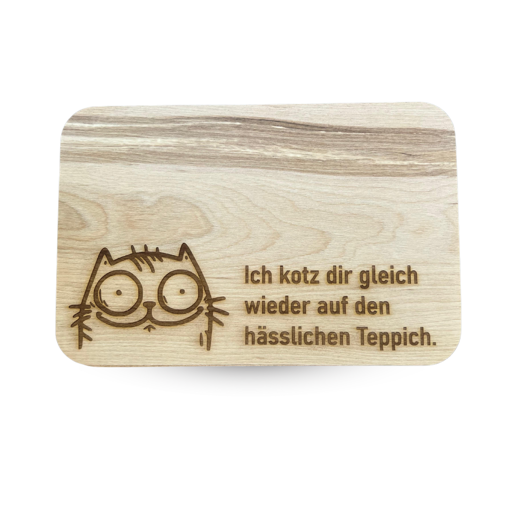 Schneidebrett "Katzenliebe", aus Birkenholz
