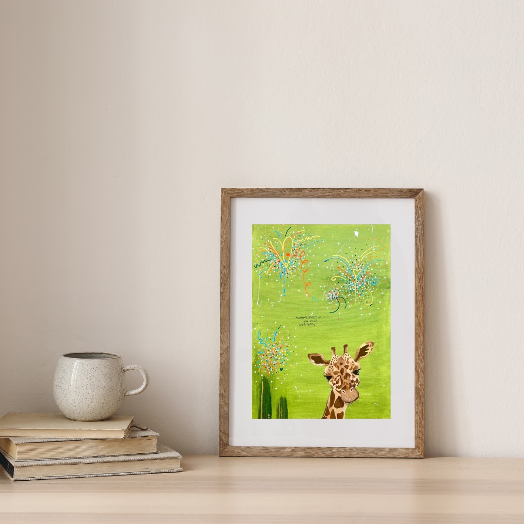 Postkarte "Giraffenmut", grün