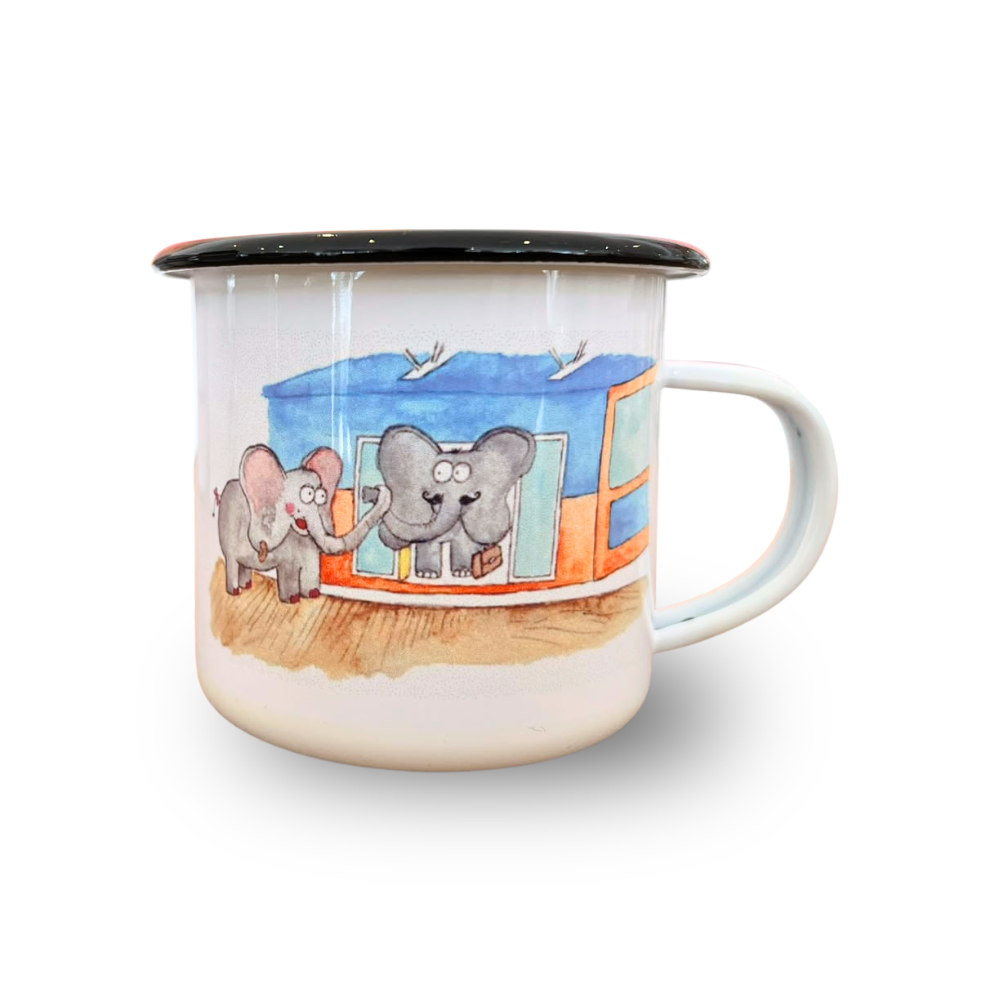 Tasse "aus der Schwebebahn springen"