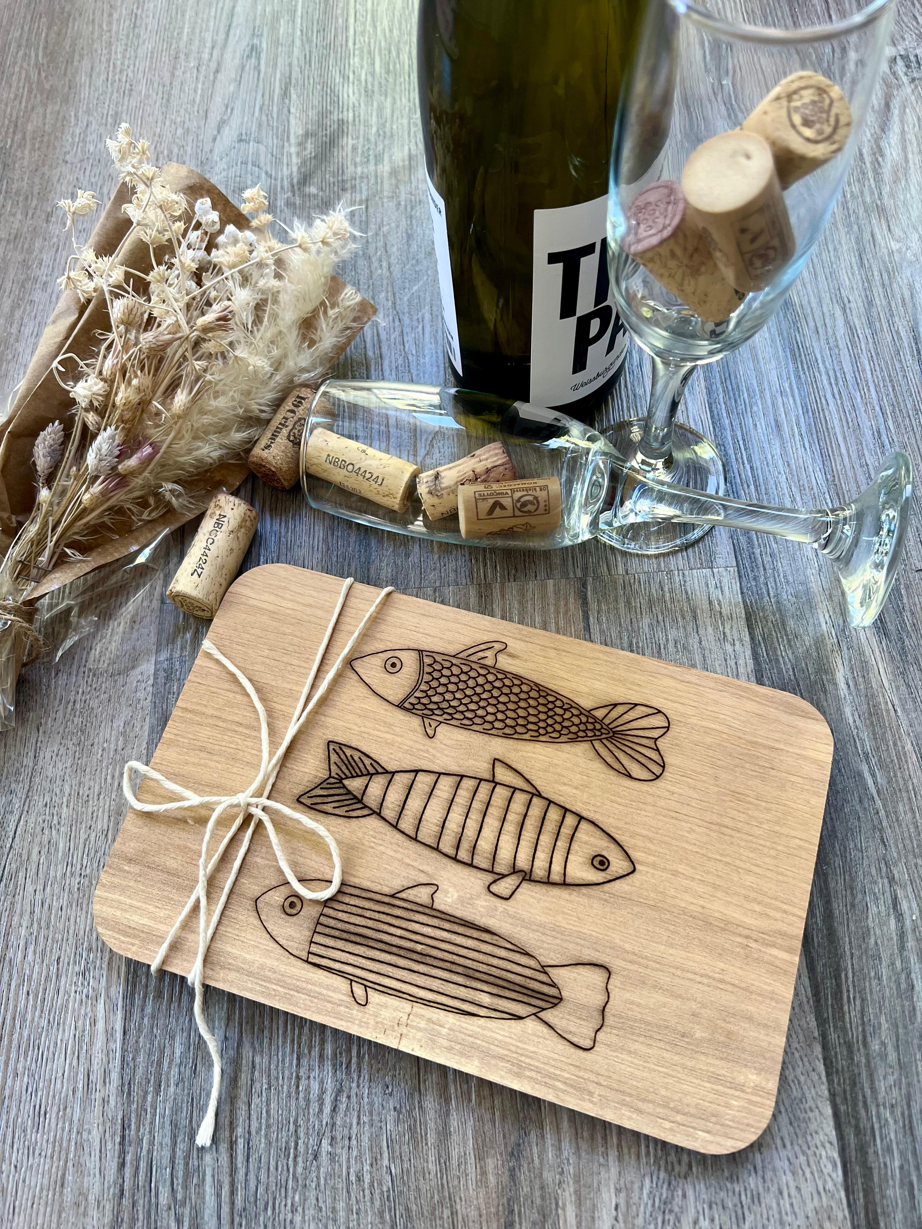 Schneidebrett "Fische", Birkenholz