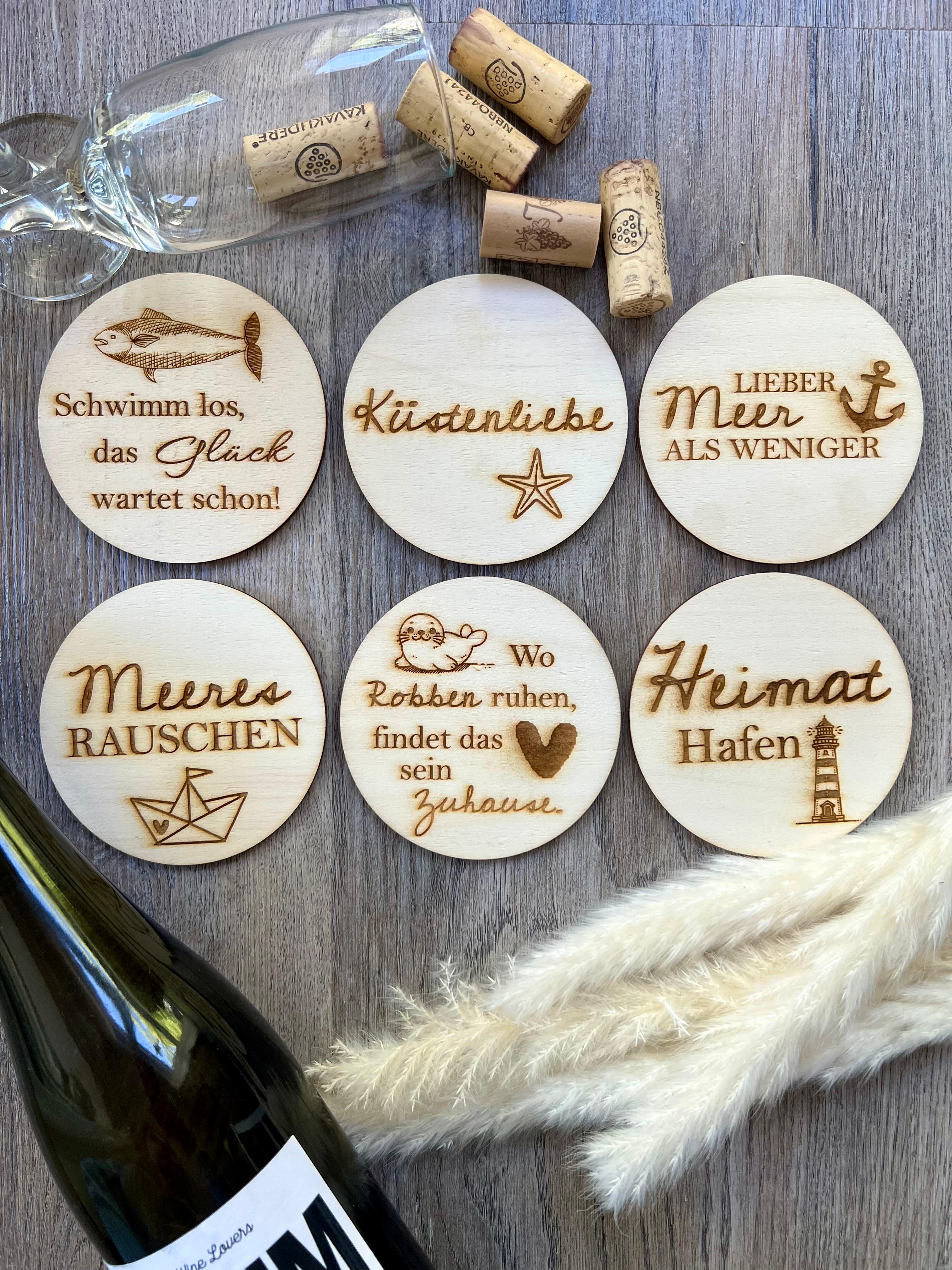 6-Set Holz Untersetzer "Meeresrauschen"