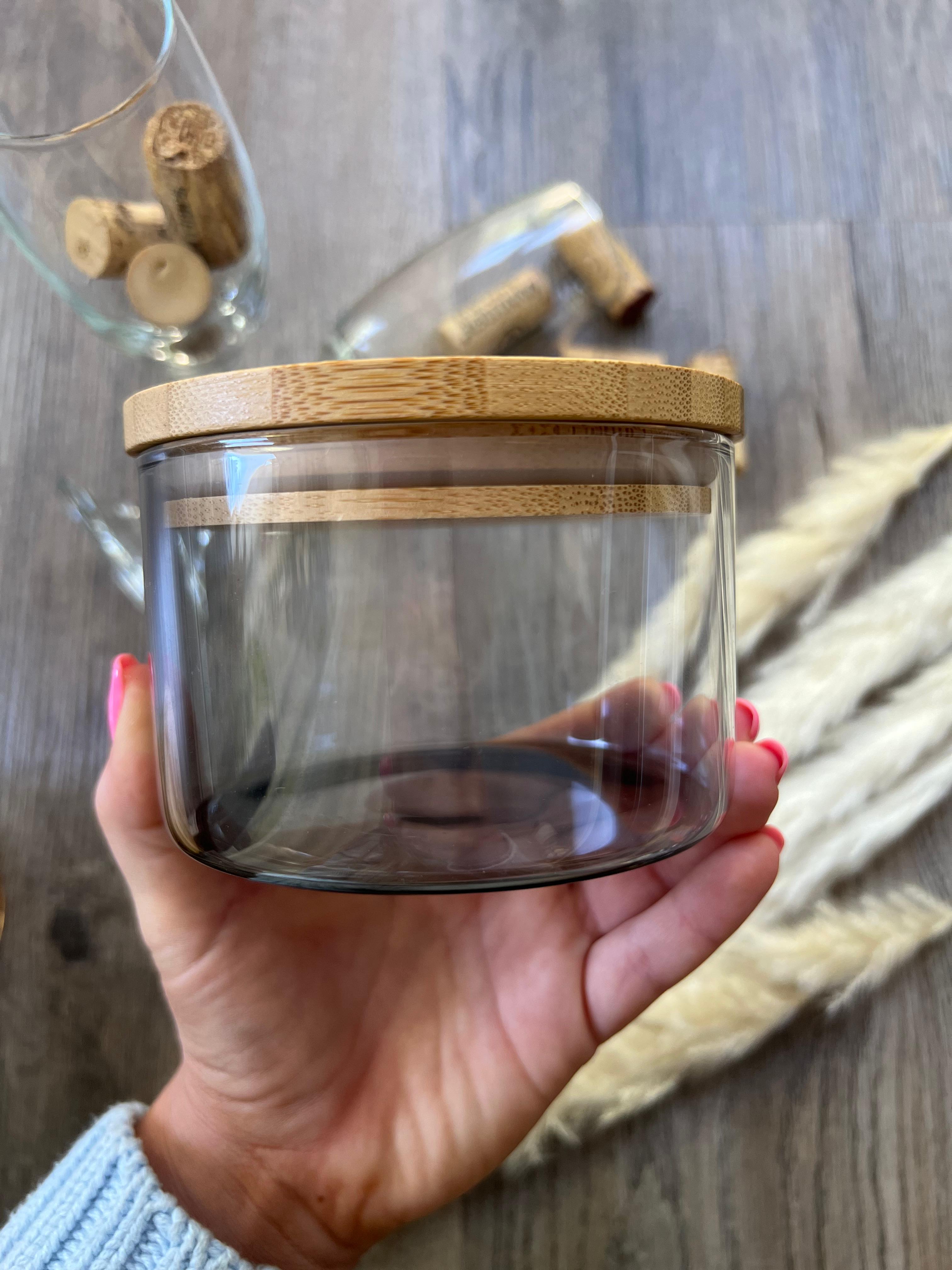 Glas mit Holzdeckel "Glück im Glas"Glücksgrau