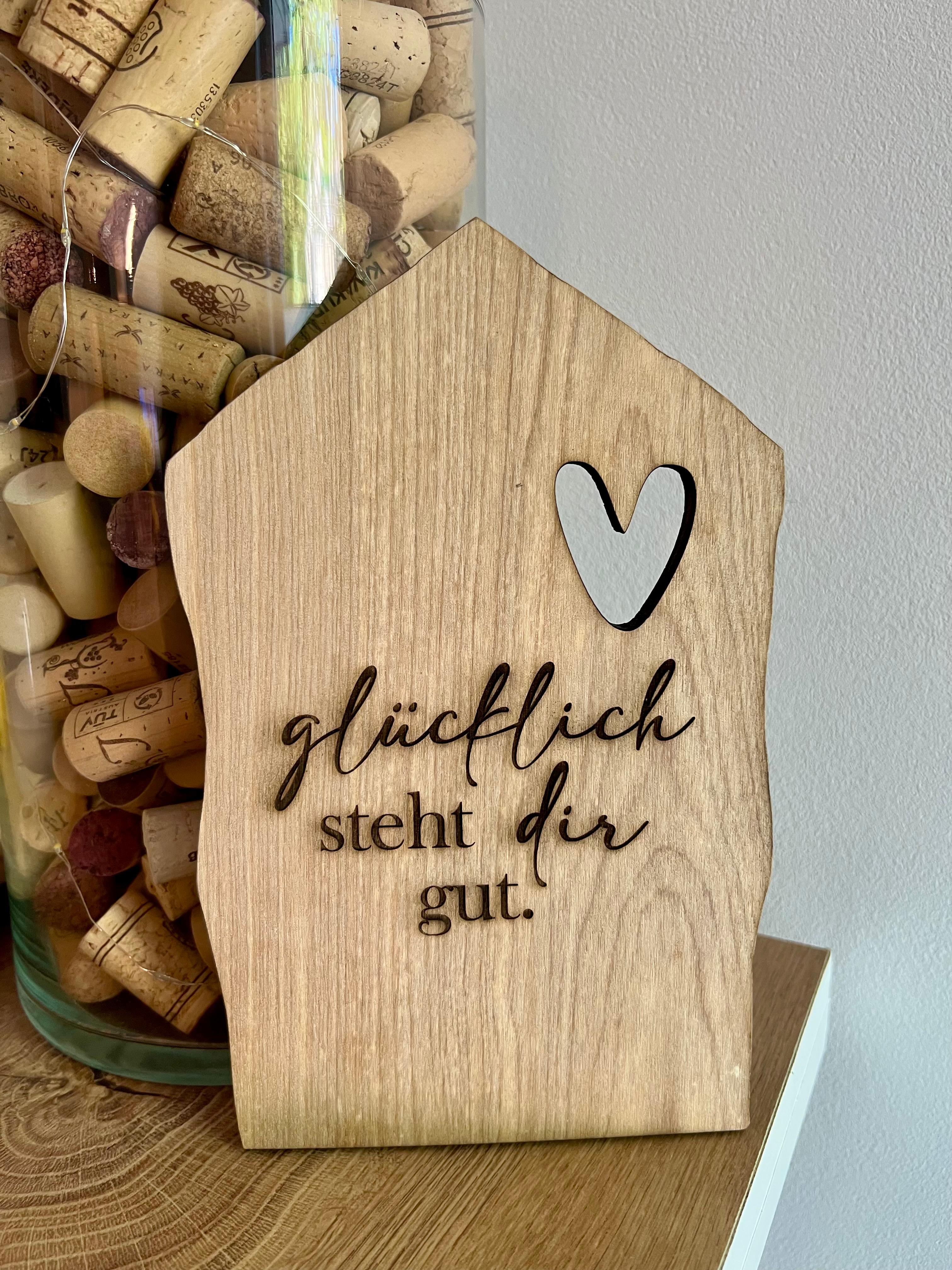 Deko Holzhäuschen "glücklich"