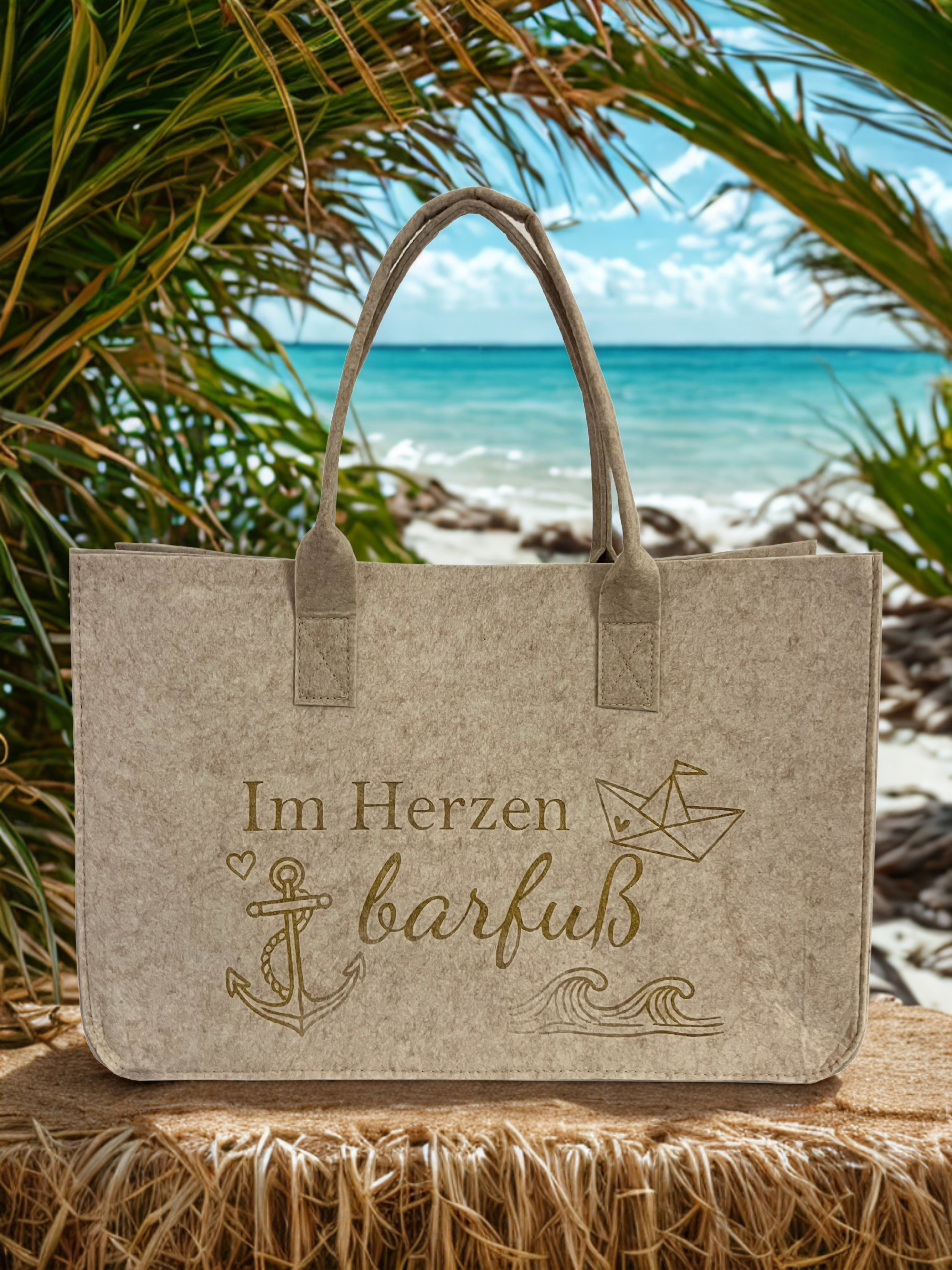 XL Tasche "Im Herzen barfuß"