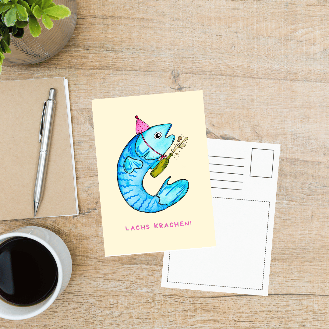 Postkarte "Lachs krachen!"